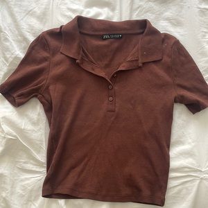 Zara Button-up Crop Shirt